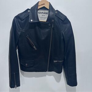 Garage Women’s  Black Faux Leather Jacket Motorcycle Jacket Size XS/TP‎